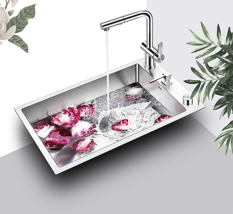 4mm Thick 304 Stainless Steel Manual Sink Left And Right Two-way Installation Kitchen Dishwashing Package | Обустройство дома