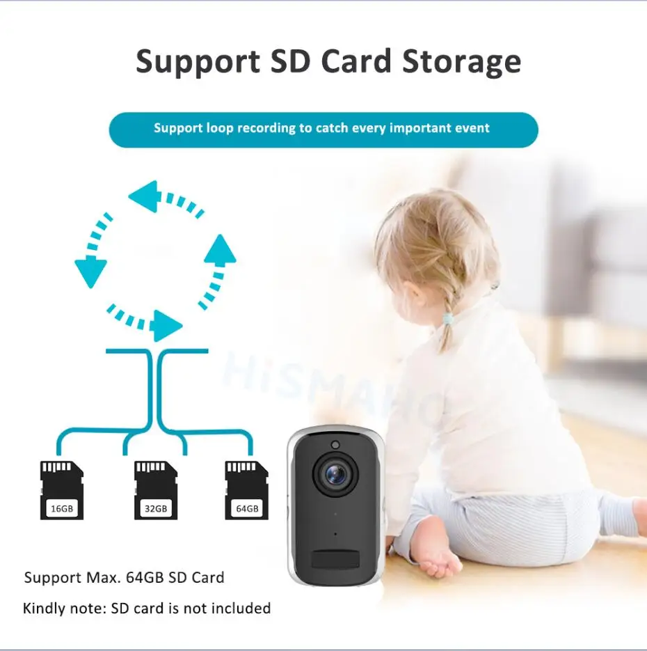 Беспроволочная батарея WiFi камера 1080P 2MP HD наружная крытая IP Беспроводная камера с питанием от аккумулятора PIR