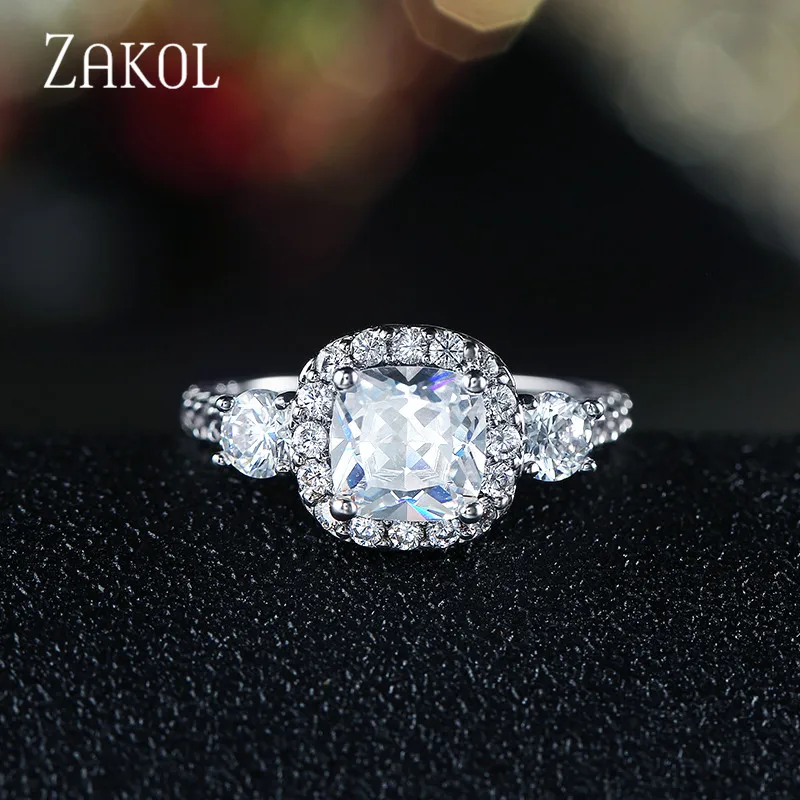ZAKOL изысканное ювелирное модное квадратное Хрустальное свадебное и обручальное