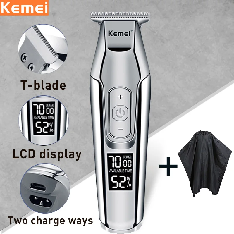 

Kemei Hair Clipper professional hair trimmer electric hair clipper men's hair trimmer LCD digital display 0mm cordless haircut 5