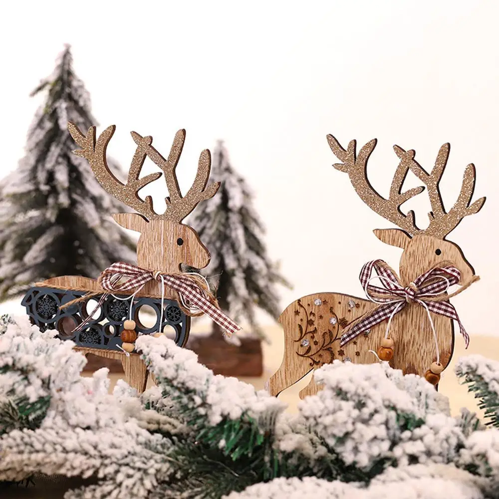Рождественское украшение для дома деревянные украшения elk подарок на окно стол