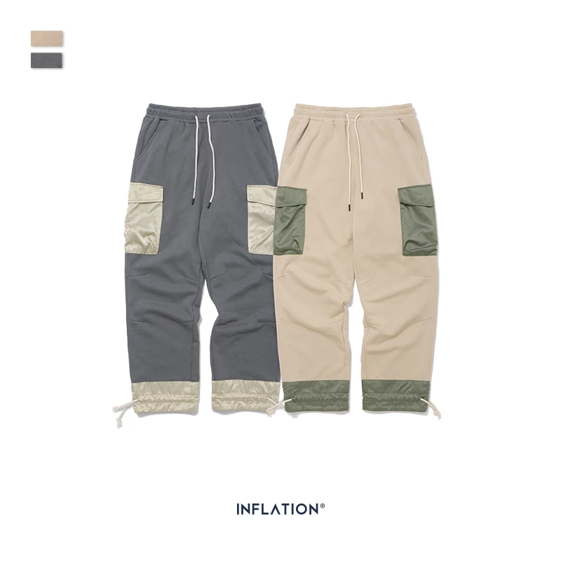 Мужские спортивные штаны с карманами INFLATION серые свободные прямого покроя в