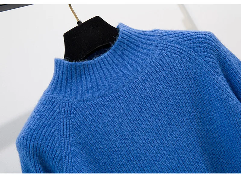 Женский вязаный комплект из 2 предметов пуловер с высоким воротником и шерстяная