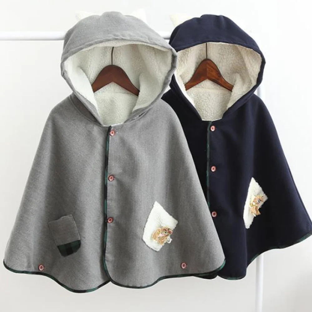 Носки для девочек с заячьими ушками на капюшоне пальто накидки пончо Для женщин