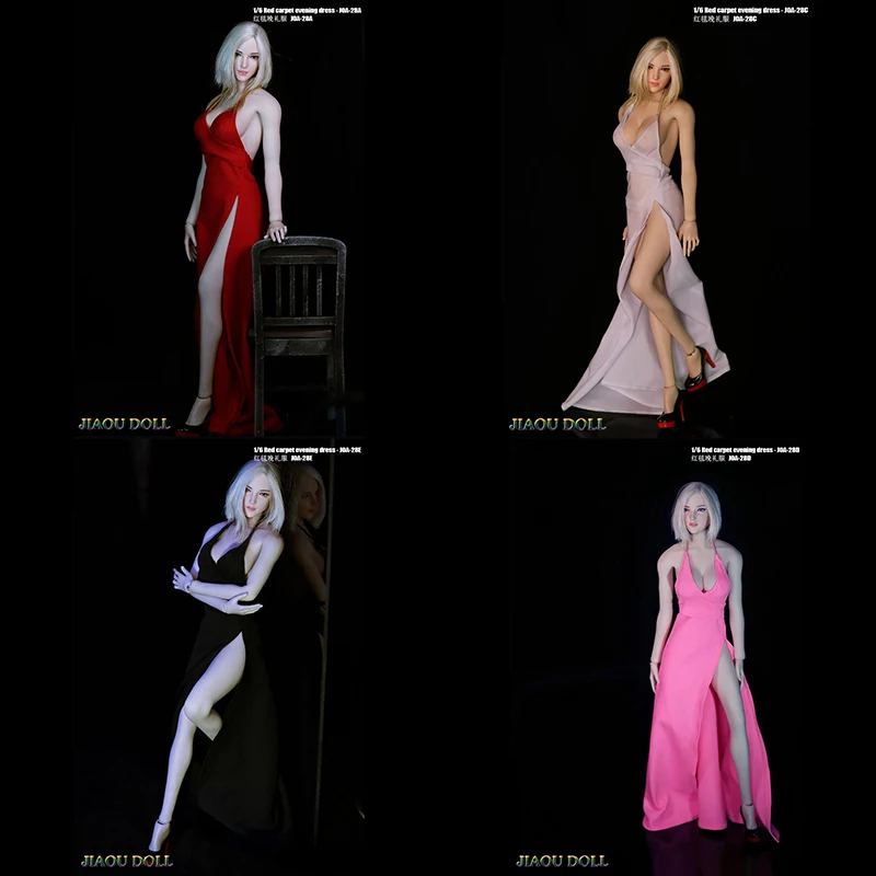 

VSTOYS 1:6 19XG49A/B/C female doll red purple black evening dress split dress girl Slim clothing accessories in stock