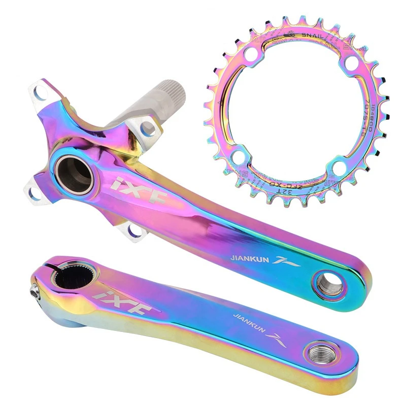 

BCD 104 Bicycle Crankset Colorful MTB Bike 170mm Crank 32/34/36/38T Narrow Wide Chainring Mountain Road Bike Rainbow Crankset