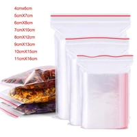 100pcspack resealable plastic zip lock bags clear poly zip lock bag food storage reclosable vacuum fresh organize bag