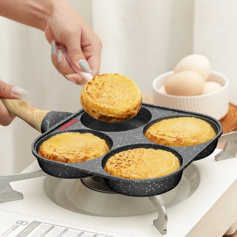 

New Maifan Stone Four-hole Omelette Pan Non-stick Frying Pan Mini Frying Pan Breakfast Pot Kitchenware Accessories Cookware Set