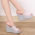 Шлепанцы женские летние сетчатые, на высоком каблуке, 33-42