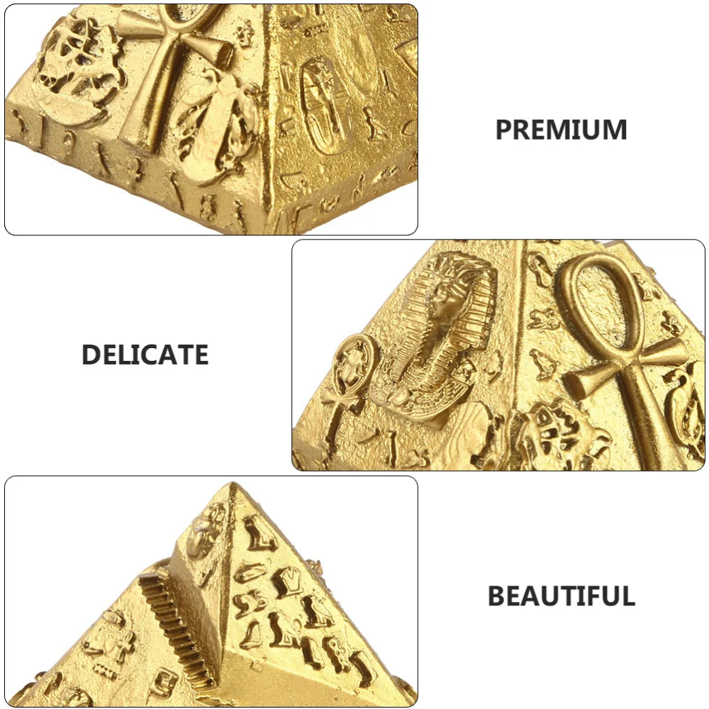 

2PCS Delicate Khufu Pyramid Model Mausoleum Model Sand Table Decor (Golden)