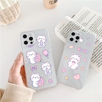 cute cartoon cat bear clear phone case for iphone x xr xs max 11 12 13 pro max 7 8 plus se2020 soft transparent back cover funda