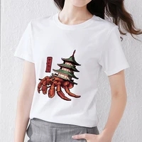 womens t shirt japanese casual slim cute little monster printing series harajuku style top tshirt soft commuter o neck clothing