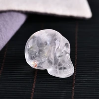 abay 1pc natural crystal quartz mineral jewelry rose quartz skull crystal carving home decoration halloween and diy decorations