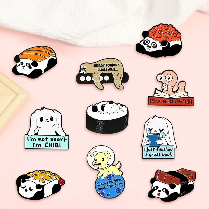 

Creative Trendy Cartoo Cute Panda Sushi Dog Animal Oil Drop Brooch Pin Denim Bag Gift Men Women Fashion Jewelry Cloth Decoration