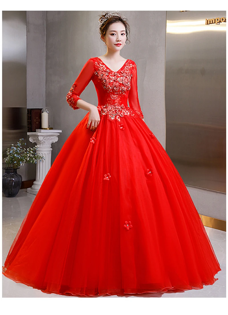 Фото Новый запас 2025 Великолепное красное кружевное платье Quinceanera Бальное платье для выпускного вечера Милое платье 16 для 15 лет Корсет Vestidos De 15 Anos №3