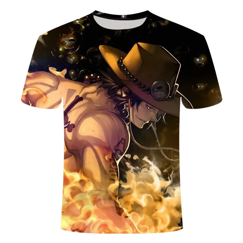 2018 new anime Tshirt Summer Men's Funny fire Print One Piece 3d T-shirt Male Hip hop Streetwear O-Neck T Shirts tops&ampTees Shirt |