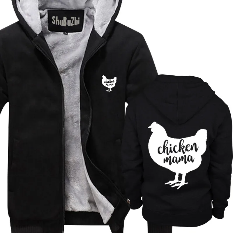 

Chicken Mama Letter Print shubuzhi men Winter padded zipper sweatshirt Casual fleece jacket coat hoodies fashion cotton hoody