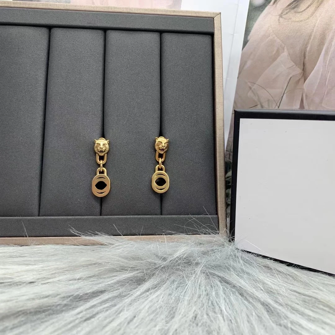 

S925 sterling silver tiger head women's earrings retro style high quality jewelry original brand 1:1 holiday gift