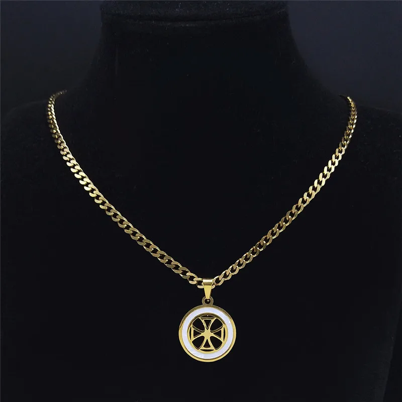 

2021 Small Cross Stainless Steel Shell Necklaces Chain Gold Color Necklaces Women/Men Jewelry collar acero inoxidable XHYB215S04