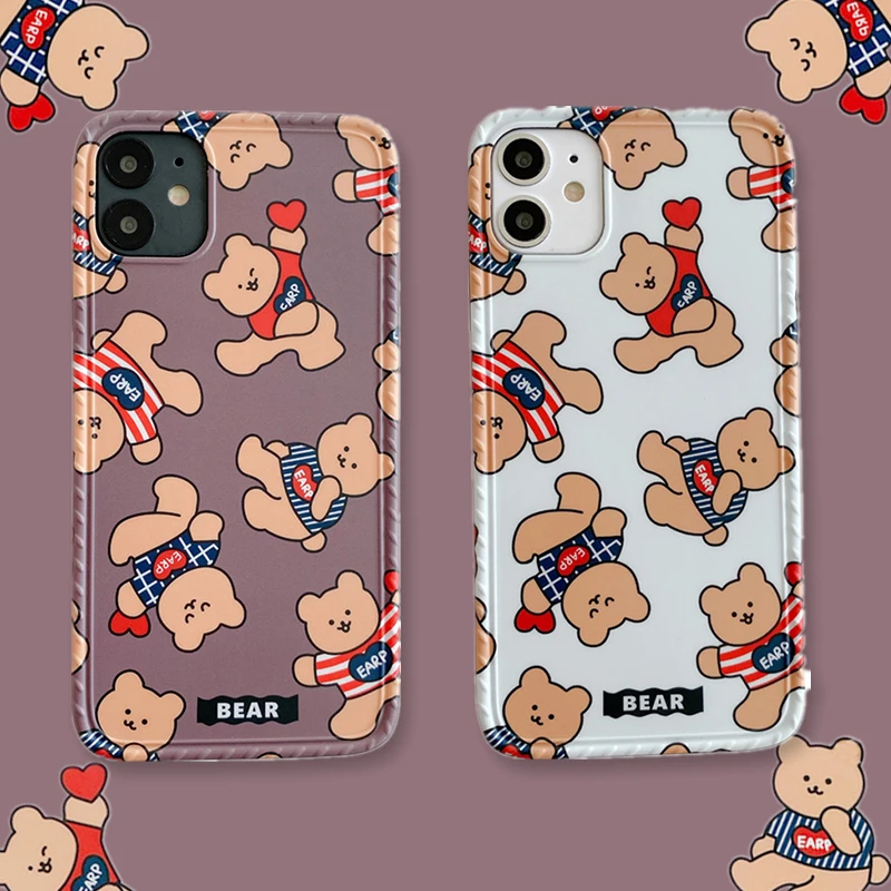 Милый чехол с мультяшным медведем для IPhone 11 Pro Max XR XS мягкий силиконовый матовый SE