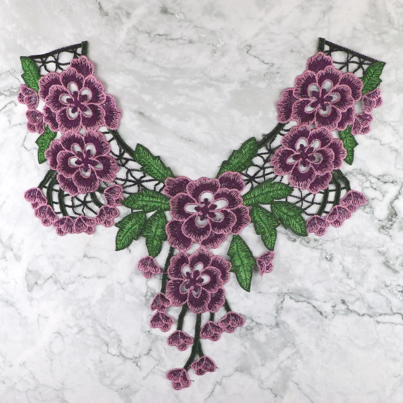 

Fake Collar Neckband Fashion Collars Women Fabric Elegant Collarband Applique Hollow Out Neckline Embroidered