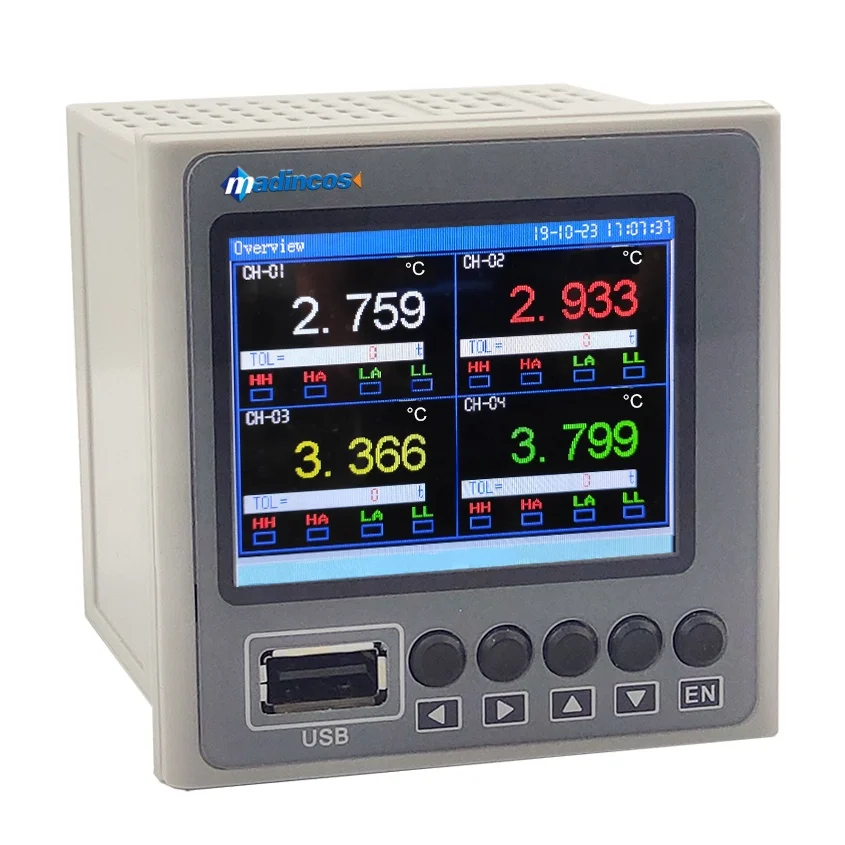 

MPR400:Industrial Universal 4 Channel Mini Color Paperless Recorder Temperature Data Logger with 8G USB,Modbus RS485