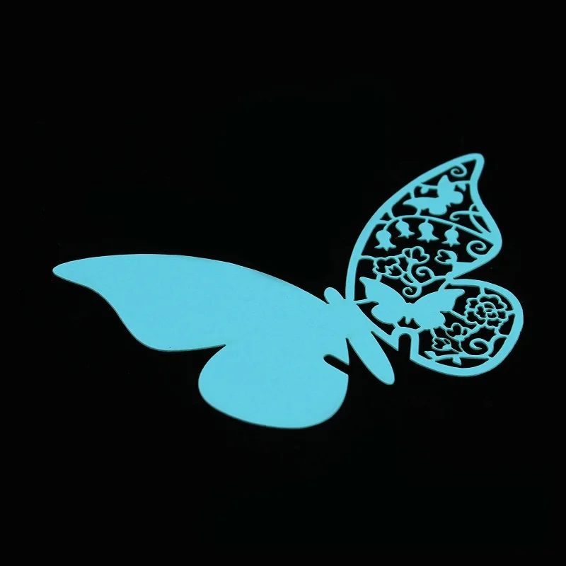 turquoise 50 шт./компл. оптовые поставки Свадебные Бабочка карточка с именем и местом для Свадебная вечеринка Настольный декоративный бокал для вина вечерние события - Цвет: turquoise