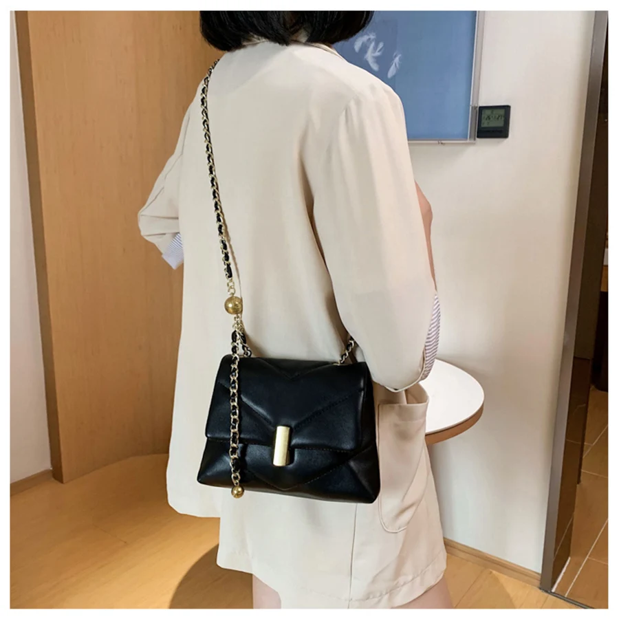 

Messenger Bags For Women 2020 Trendy Underarm Purses And Handbags Leather Chain Small Square Bag Classic Thread Shoulder Bag Sac