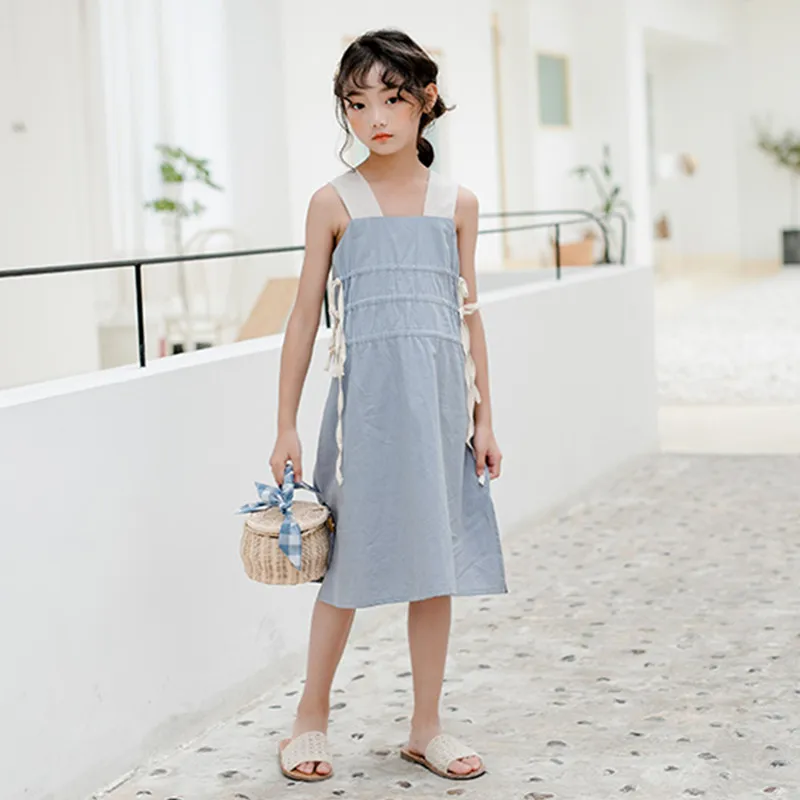 Детское летнее платье-жилет без рукавов для девочек-подростков от 6 до 16 лет