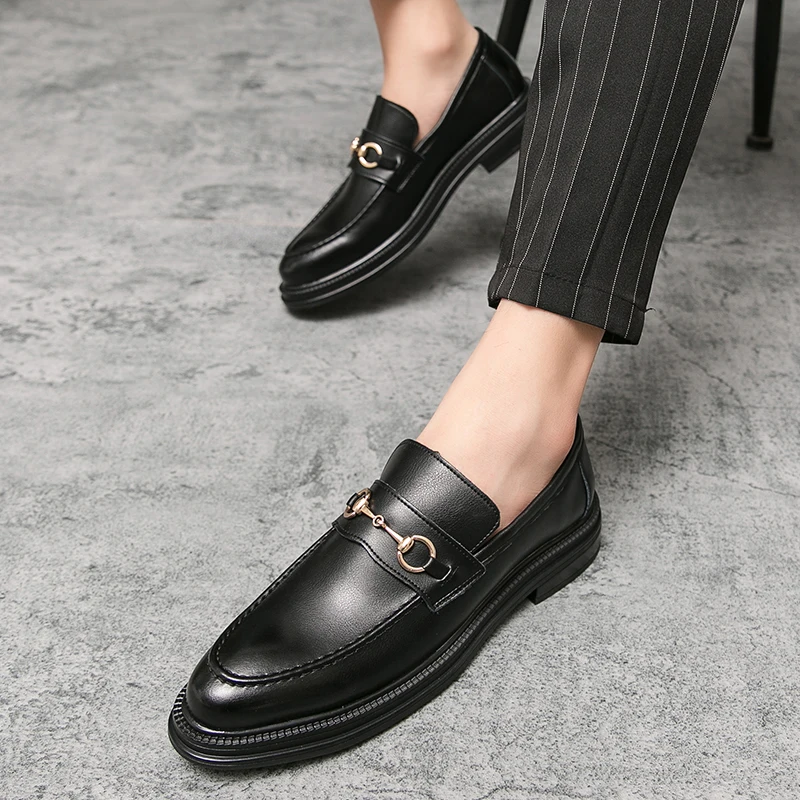 Мужские Винтажные туфли из натуральной кожи лоферы без застежки Классические