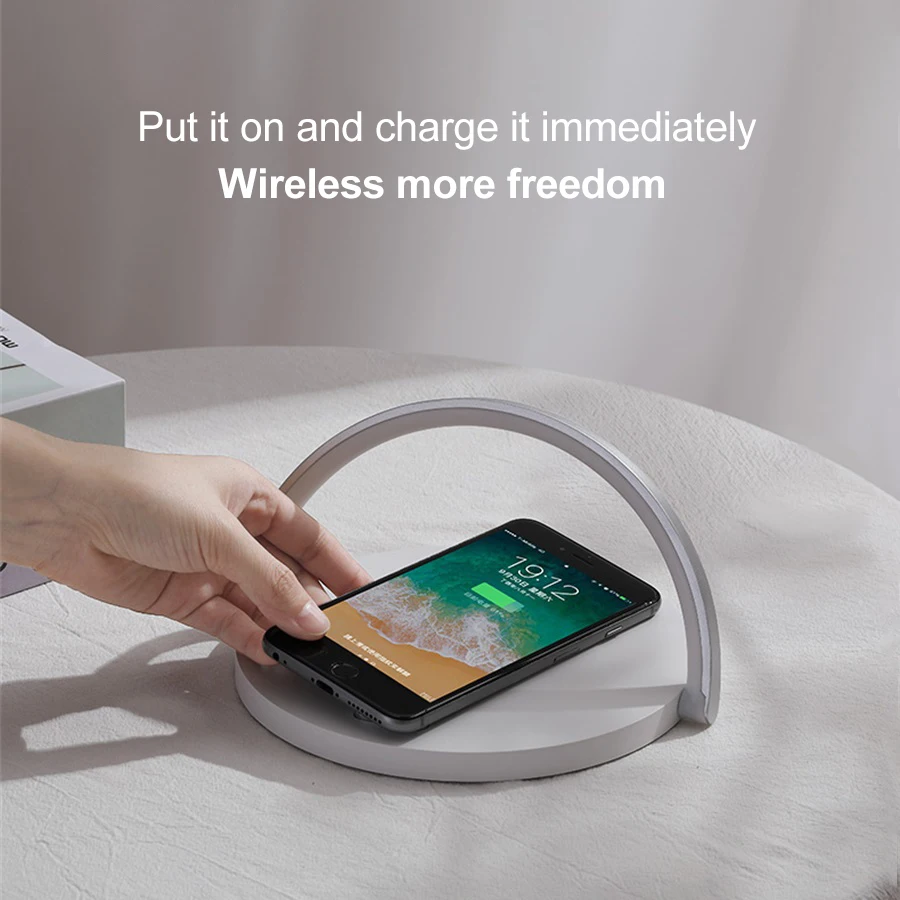 Creative Table Lamp 10W Wireless Charger Mobile Phone Charging Stand Touch Dimming Eye Protection Night Light Holder | Лампы и