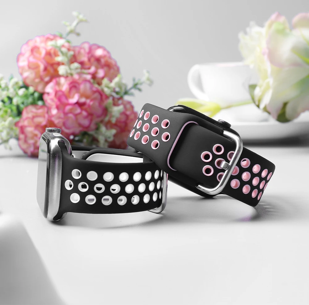 

Strap for Apple watch 6 band 40mm 44mm/42mm/38mm Accessories Silicone belt Sport bracelet iWatch series 6 Se 5 4 3 2 1 Watchband