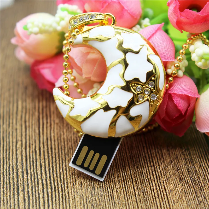 

TEXT ME crystal moon USB Flash Drive 16GB 32GB precious stone pen drive Give a gift to a girlfriend