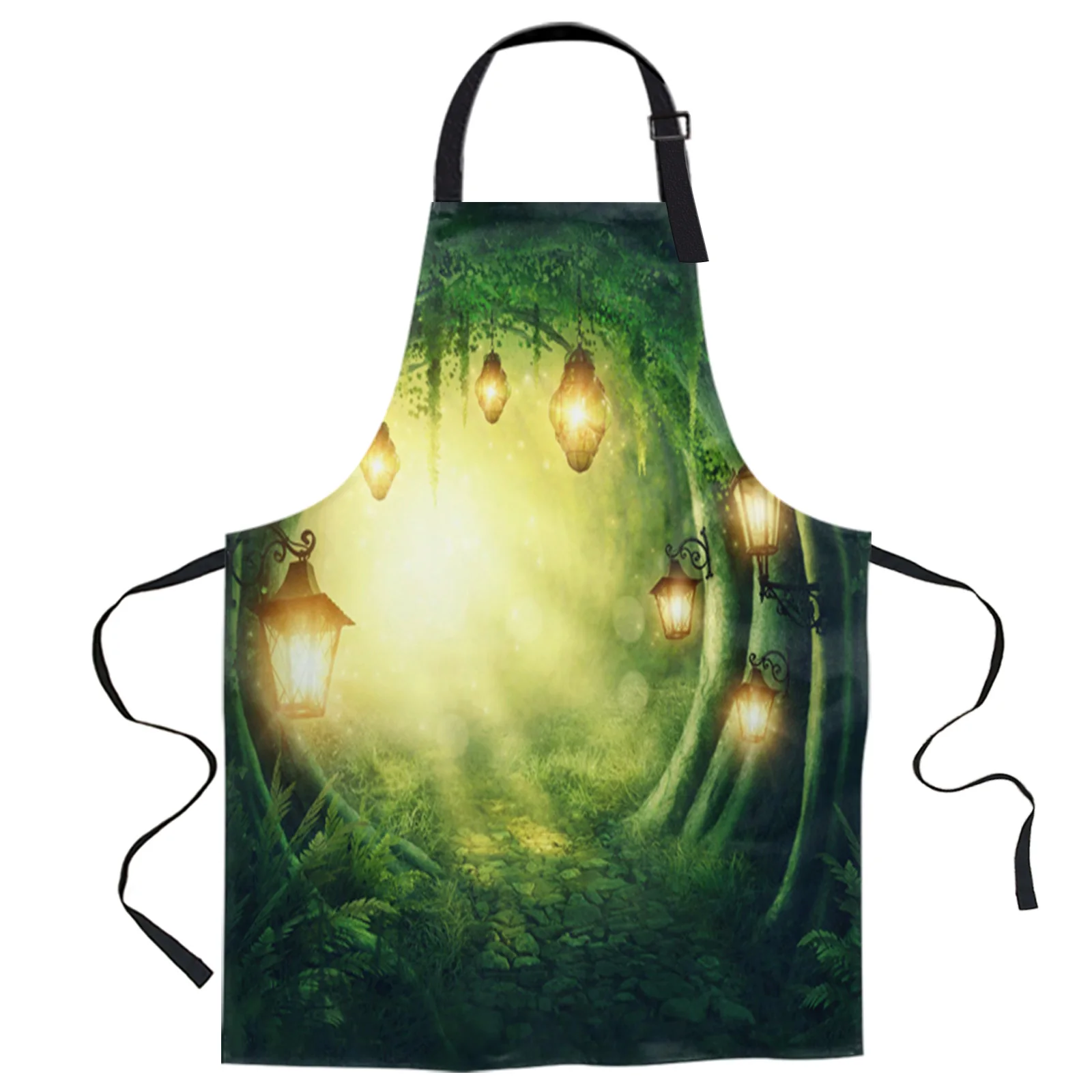 

Forest Green Magic Fantasy Nature Scenery Tree Kitchen Nail Shop Apron for Women Men Kids Aprons Cooking Baking Accessories