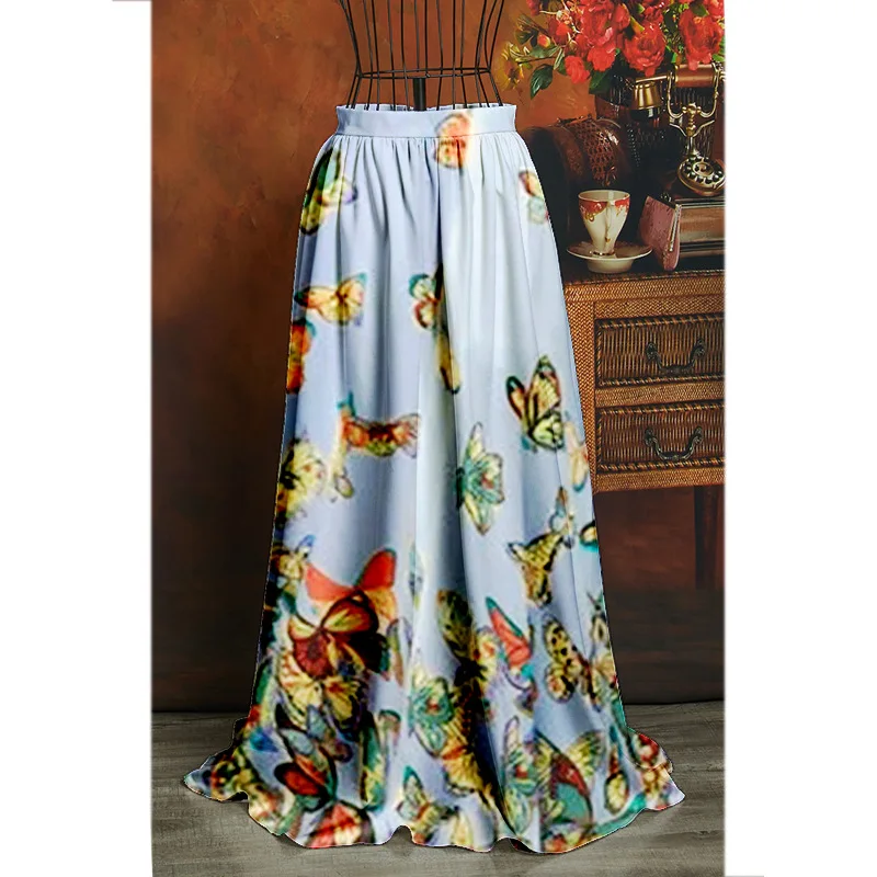 Женская длинная юбка с цветочным рисунком винтажная трапециевидная высокой