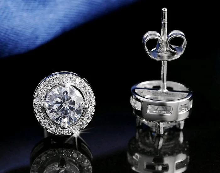 Silver OE104 Effie queen золотистого и серебристого цветов; Цвет серьги-гвоздики по заказу покупателя цирконий круглый ювелирные аксессуары ‒ серёжки для Для женщин знаменитый бренд DE130 - Окраска металла: Silver OE104