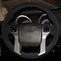 car steering wheel cover for toyota land cruiser prado land cruiser tacoma tundra sequoia diy hand stitch black suede leather%c2%a0