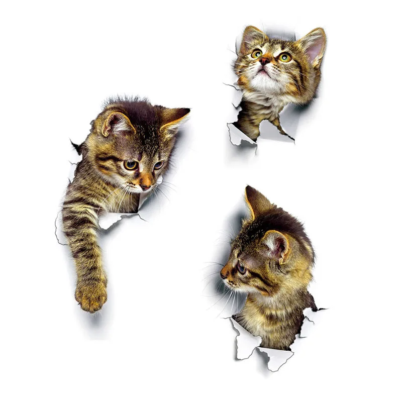 

1pc Cat Vivid Stickers 3D Wall Stickers For Switch Decor Funny Animal Decor Poster Decorative Decals For Bathroom Toilet Kitchen