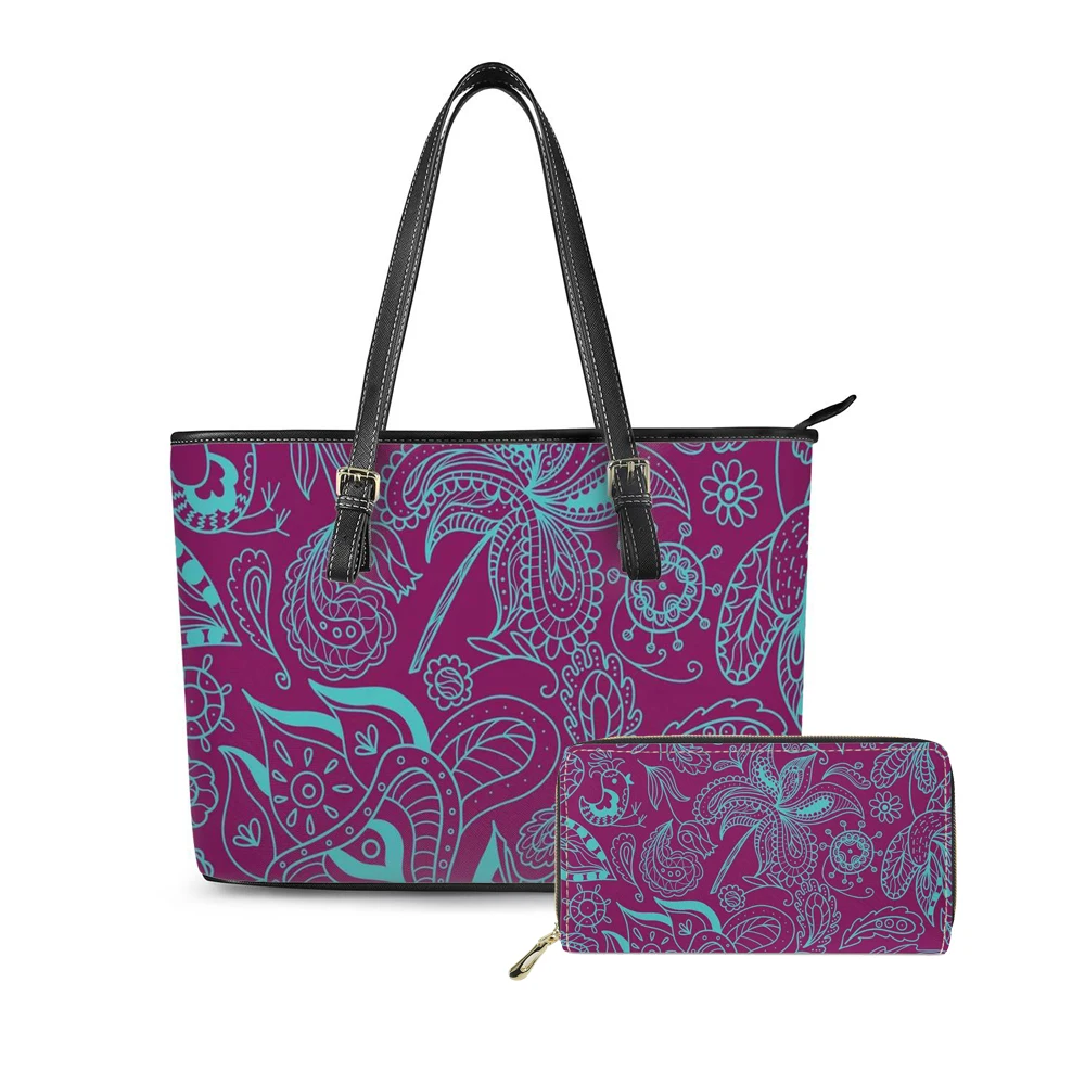 

Оптовая продажа, женские сумки-тоут через плечо на заказ, женский кожаный кошелек и сумочка в полинезийском этническом стиле с принтом на за...