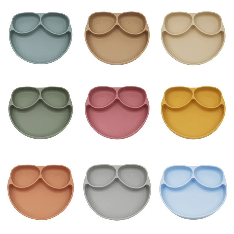 

Baby Suction Cup Bowl Silicone Divided Dinner Plate Infant Learning Feeding Dish