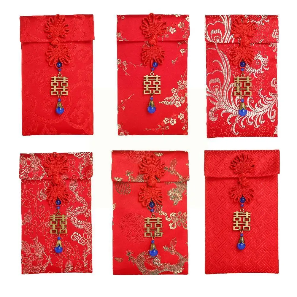 

Hand Embroidery Chinese Style Red Envelope Lucky Money Bag Cloth New Brocade Year Tassel High-grade Wedding Bag Knot K3E8