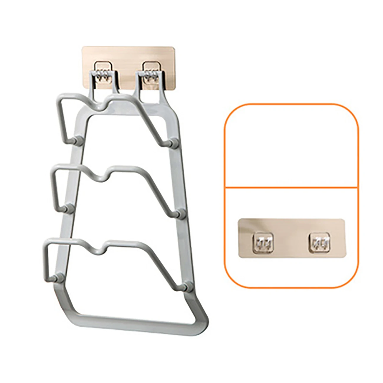 

Punch-Free Pot Lid Rack Pan Cover Cutting Board Storage Shelf Adhesive Pot Lid Holder Wall Mounted Kitchen Cooking Utensil Tool