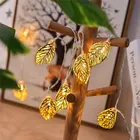 Светодиодная гирлянда с питанием от аккумулятора, Рождественская Светодиодная лента в виде листьев для гостиной, сада, 1020 светодиодов