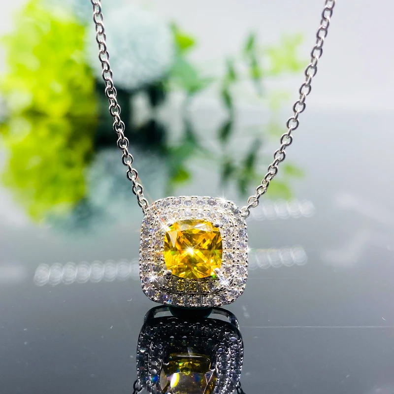 Huitan Chic обручальное ожерелье для женщин желтый кубический цирконий живые
