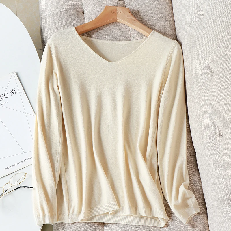 

autumn winter Sweater Knitted Pullover 2021 women v-neck sweater female loose long sleeve sweater top Jumper