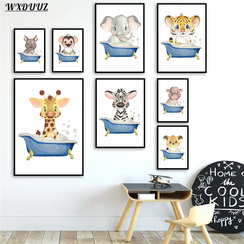 Картина для купания с изображением Льва слона тигра животного художественный
