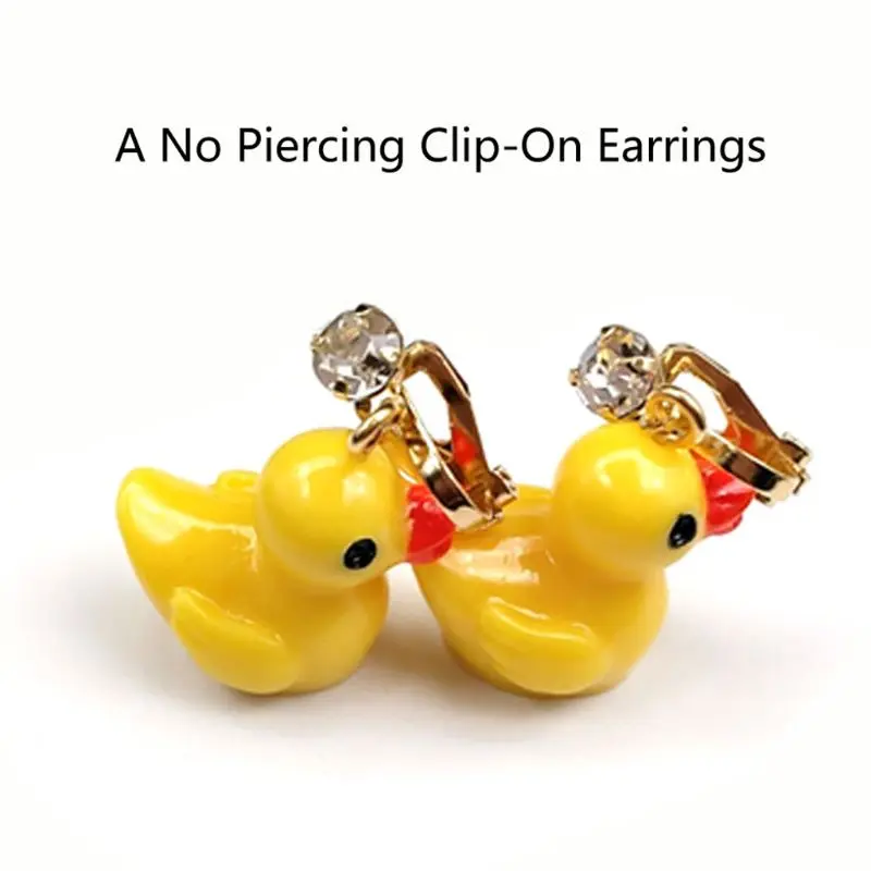

Super Cute Mini Yellow Duck Drop Dangle Earrings No Piercing Small Duck Animals Clip On Earrings For Kid Fashion Jewelry