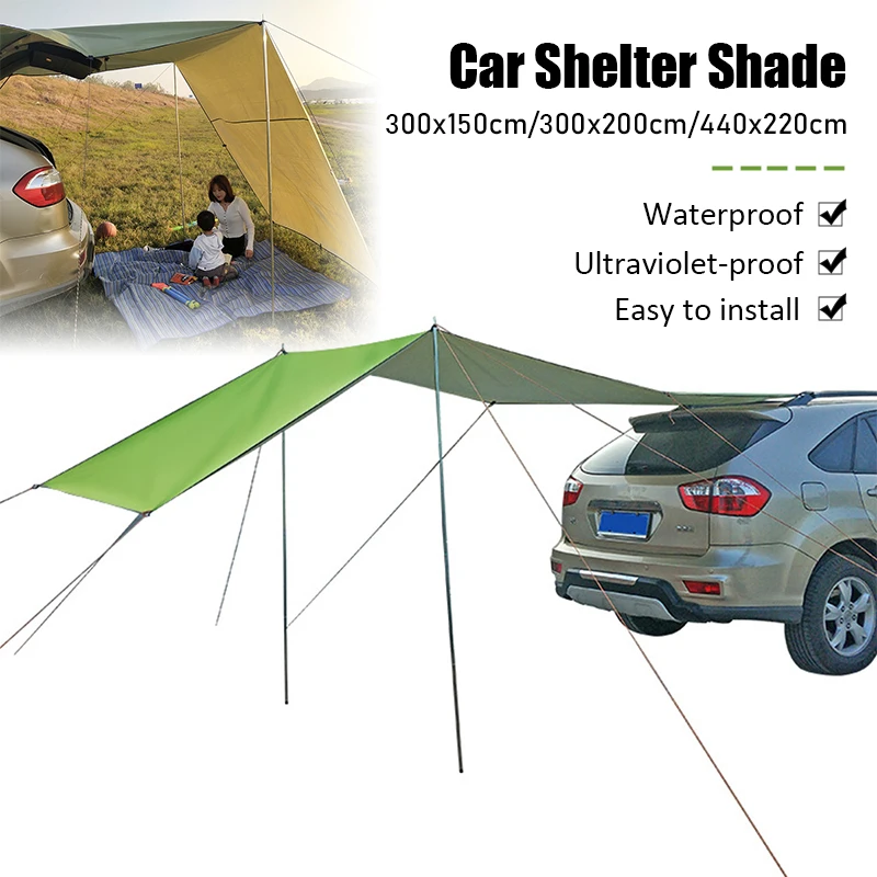 

3 Sizes Car Camping Tent Awning Shade Outdoor Waterproof Car Side Tail Awning Sun Shelter For Self-driving Tour Picnic Camping