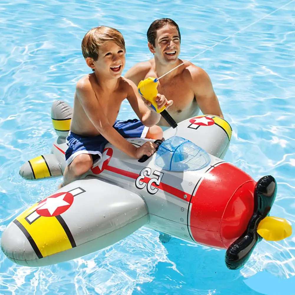 

New Summer Water Float Airplane Toy Durable Inflatable Ride-on Squirter Fighter Plane Water Toy For Children Over 3 Years Old