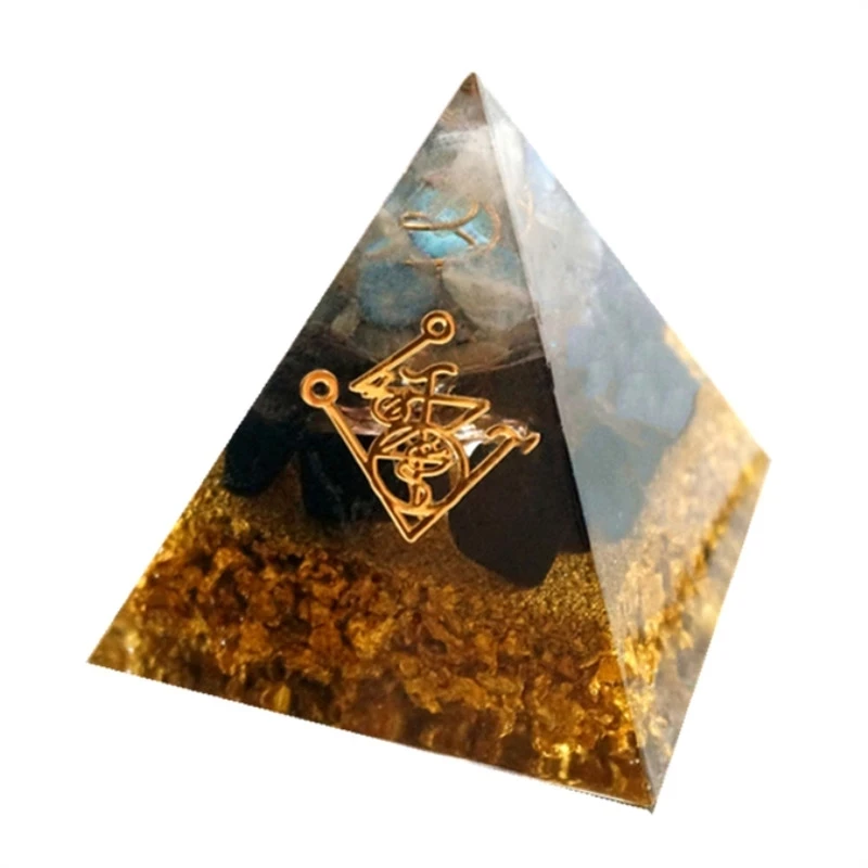 

Orgonite Pyramid Muladhara Chakra Obsidian Natural Crystal Repel Evil Spirits Pyramid Decoration Process Resin Rune Hot Gift